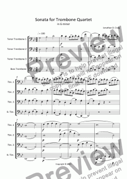 page one of Sonata for Trombone Quartet