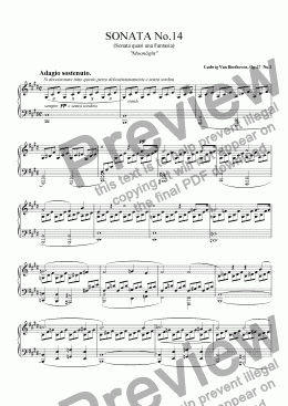 page one of Piano Sonata No.14"Moonlight" 1st mov. by L. V. Beethoven