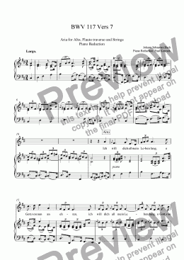 page one of J.S.Bach Cantata BWV 117/7, Aria for Alto, Piano reduction