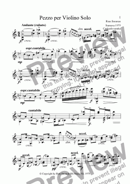 page one of Pezzo per Violino Solo