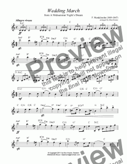 page one of Wedding Music Leadsheet - Wedding March and Bridal Chorus with guitar chords
