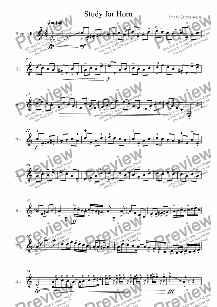 page one of Study for French Horn