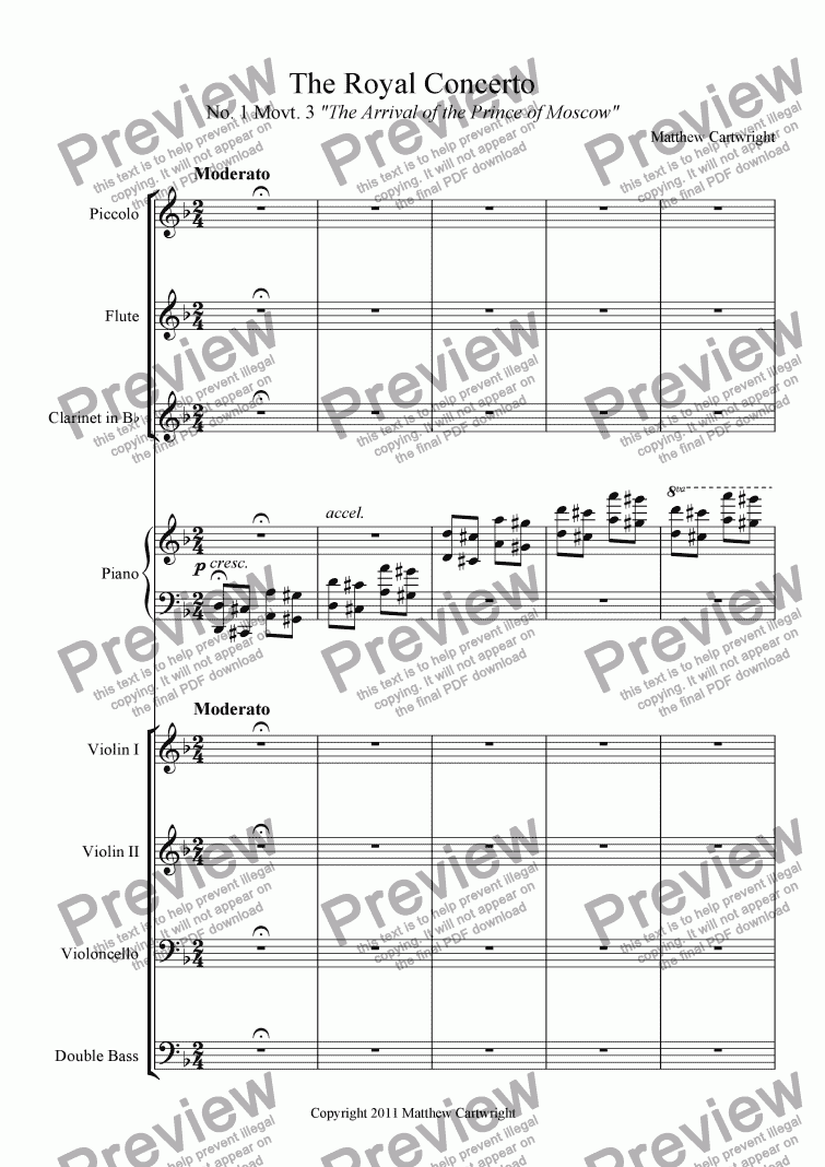 page one of Piano Concerto No. 1 (3rd Mvt) "The Arrival of the Prince from Moscow"