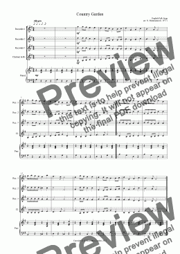 page one of Country Garden for Recorder ensemble