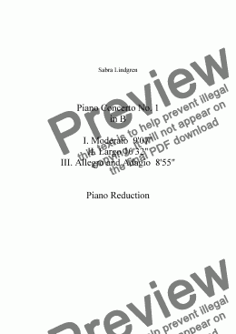 page one of Piano Concerto No. 1 in B, I. Moderato, Piano Reduction