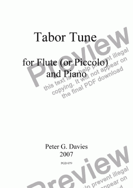 page one of Tabor Tune for Flute and Piano