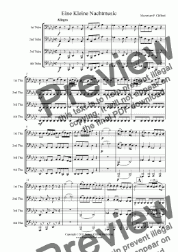 page one of Eine Kleine Nachtmusic (Tuba Quartet Bass Clef version)