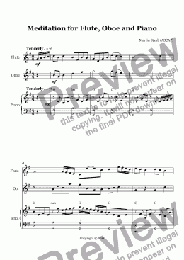 page one of Meditation for Flute, Oboe and Piano