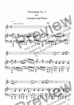 page one of Preludium No. 4 for Trumpet and Piano