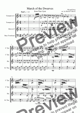 page one of March of the Dwarves for Brass Quartet