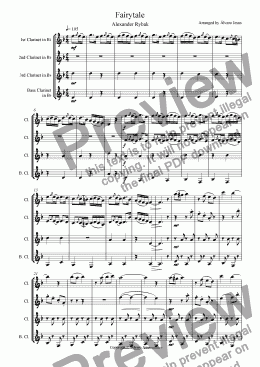 page one of Fairytale (Clarinet Quartet)