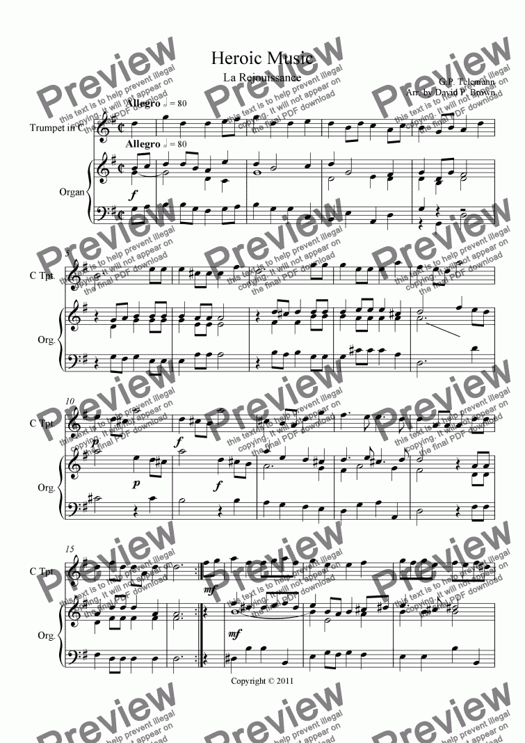 page one of Heroic Music "La Rejouissance"