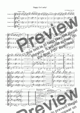page one of Clarinet Quartet:Happy Go Lucky