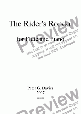 page one of The Rider’s Rondo for Flute and Piano