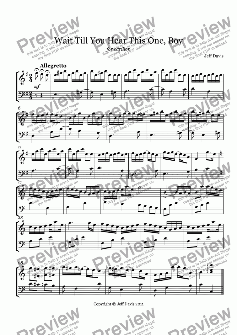 page one of Wait Till You Hear This One Boy (carillon)