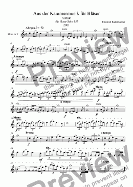 page one of Aus Kammermusik für Bläser Horn-Solo
