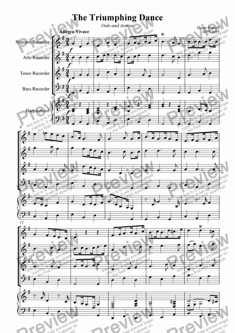 page one of The Triumphing Dance (Purcell)