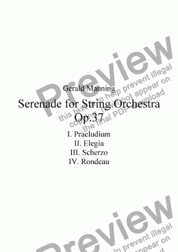 page one of Serenade for String Orchestra, Op.37 by Gerald Manning