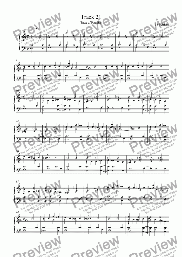 page one of Taste of Paradise (Piano solo)