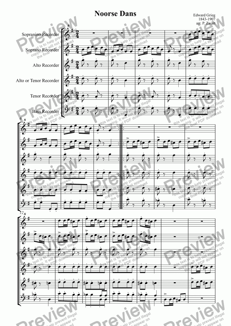 page one of Noorse dans (Grieg)