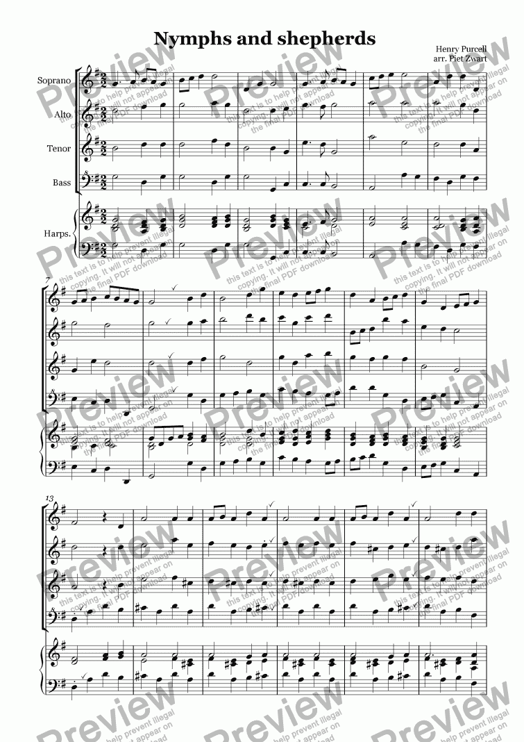 page one of Nymphs and Shepherds (Purcell)
