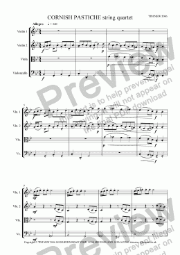 page one of CORNISH PASTICHE String Quartet