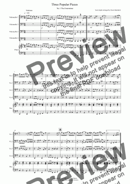 page one of 3 Popular Pieces For Cello Quartet