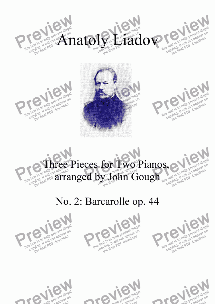 page one of Barcarolle, op. 44: arranged for Two Pianos