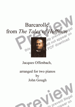 page one of Barcarolle from The Tales of Hoffman: arranged for two pianos