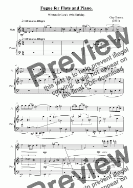 page one of Fugue for Flute and Piano