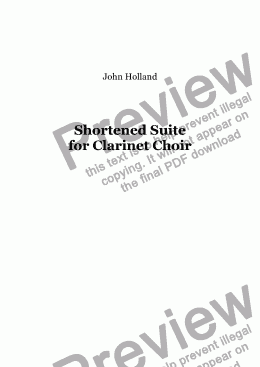page one of Shortened Suite for Clarinet Choir
