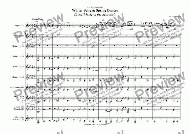 page one of Winter Song & Spring Dances (from ’Music of the Seasons’)