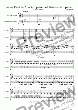 page one of Sonata Duet for Alto Saxophone and Baritone Saxophone