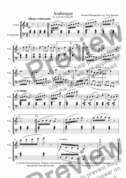 page one of Arabesque - For Violin and Violoncello