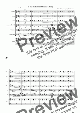 page one of In the Hall of the Mountain King for String Orchestra