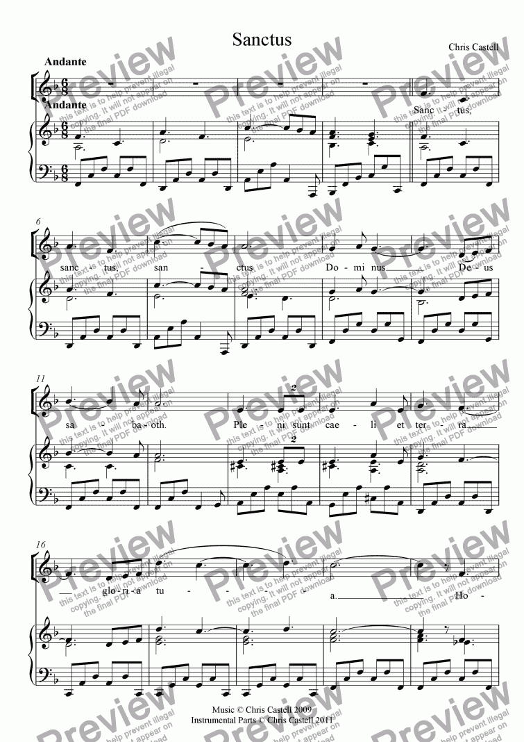 page one of Sanctus - Mass of Our Lady, Seat of Wisdom  - Keyboard & Voices