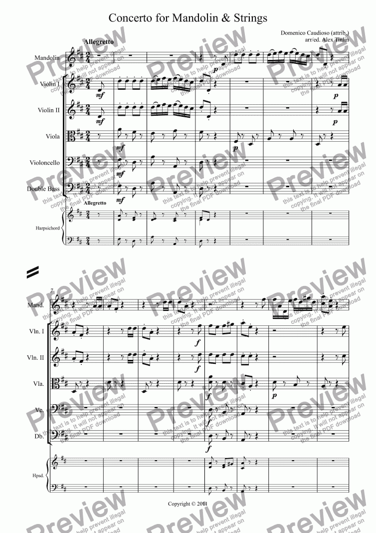 page one of Concerto for Mandolin & Strings