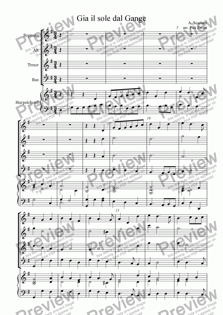 page one of Gia il sole del Gange (A Scarlatti)