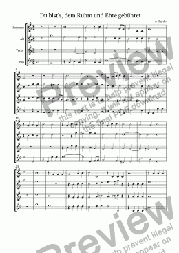 page one of Du bist’s, dem Ruhm und Ehre gebühret (Haydn)