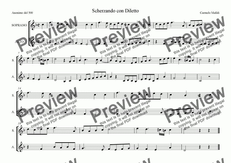 page one of Scherzando con Diletto-Bicinium