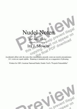 page one of Nudel Noten (for solo Viola)