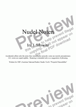 page one of Nudel Noten (for solo violin)