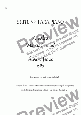 page one of  A Valsa (Waltz) "Márcia Santos" -  for Piano (Piece n.1 from a Piano Suite)