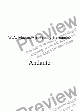 page one of Piano Concerto No. 23 - Andante for Bass Quartet and Piano