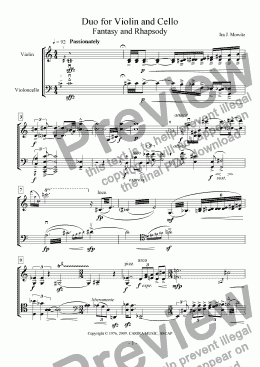 page one of Duo for Violin and Cello -- 1st mvt Fantasy and Rhapsody