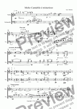 page one of Duo for Violin and Cello - 3rd mvt Molto cantabile e misterioso