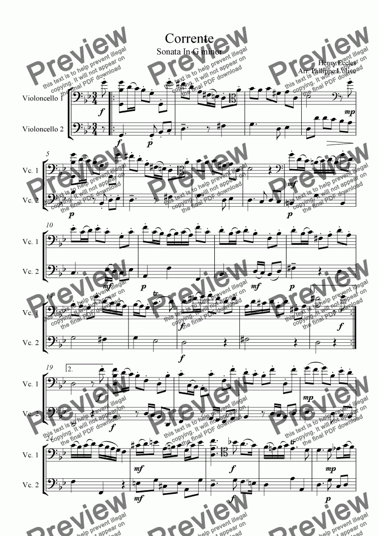 page one of Corrente - From Sonata in Gminor