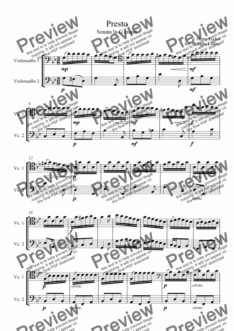 Presto From Sonata In Gminor Download Sheet Music Pdf File