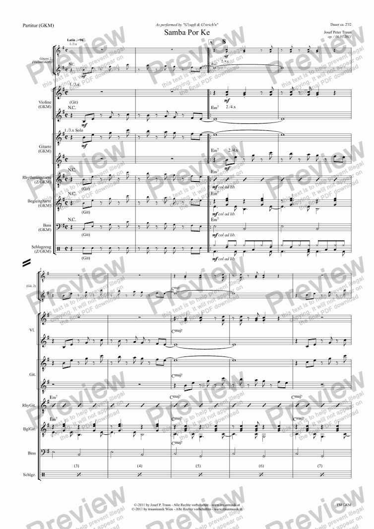 page one of Samba Por Ke (GKM/Score & Parts)