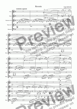page one of Debussy: Reverie - wind quintet